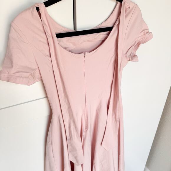 Gown Town Vintage Inspired Swing Dress, Midi, Pink Medium 1950s Bow Neck - Picture 13 of 14